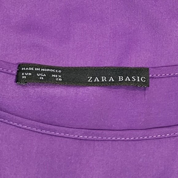 ZARA basics , Stunning royal purple satin crewneck blouse - Picture 11 of 11